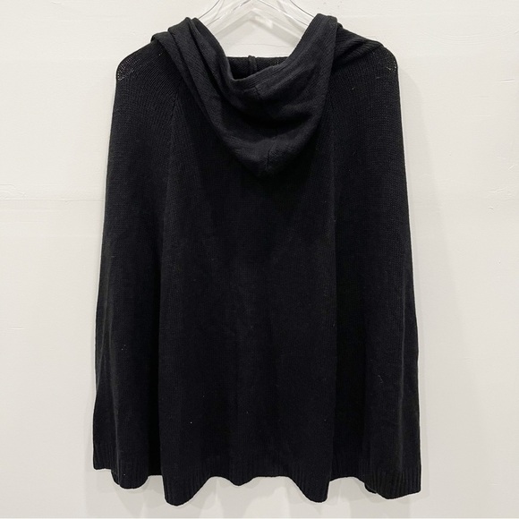Remain Extrasoft Wool Snap Button Front Knit Ponco Sweater Hooded Black M - Picture 2 of 8